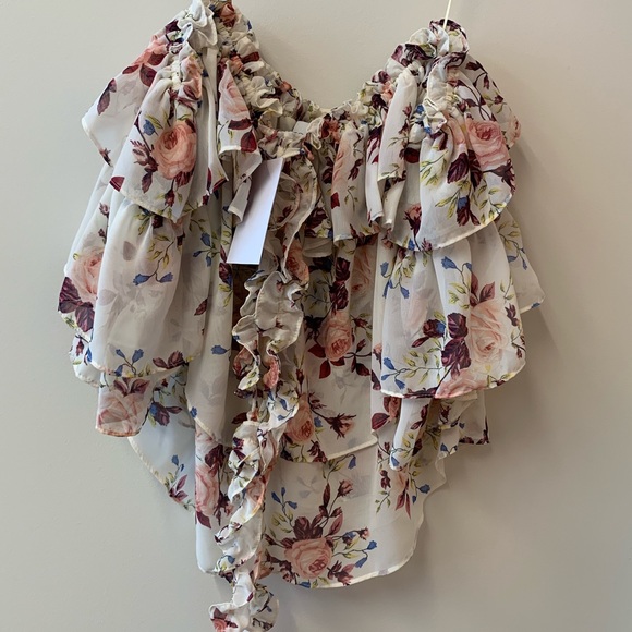 MISA Los Angeles Giselle Floral Chiffon Top XS - Picture 2 of 2